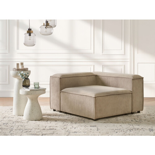 Beliani Corner Seat ARDAL Left Hand Light Brown Corduroy 1