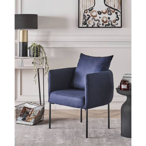 Beliani Armchair MALMOS Fabric Dark Blue 2