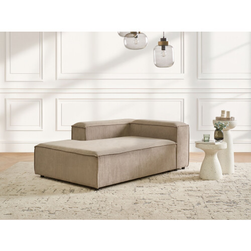 Beliani Right-Hand Chaise Longue ARDAL Corduroy Light Brown 1