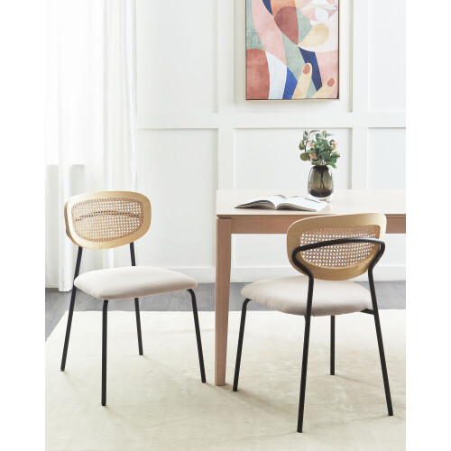 Beliani Set of 2 Dining Chairs MAYETTA Metal Light Beige 1
