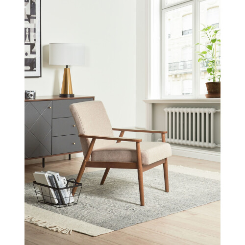 Beliani Armchair ESRUM Fabric Dark Brown/ Beige 1