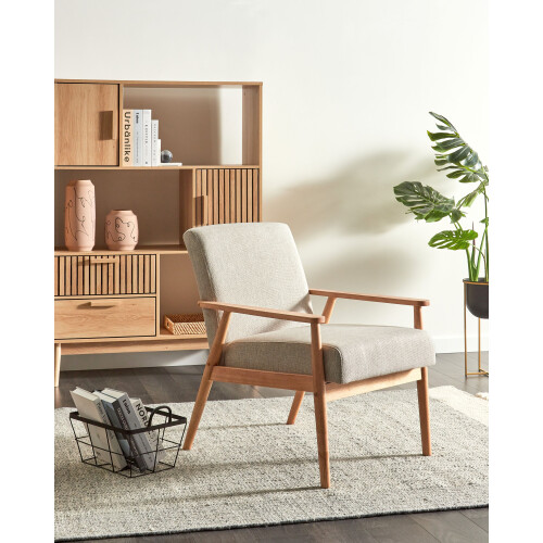 Beliani Armchair ESRUM Fabric Light Brown/ Grey 1