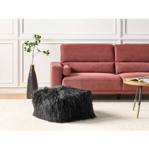 Beliani Pouffe CONROE Faux Fur Black 1