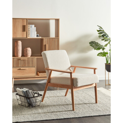Beliani Armchair ESRUM Boucle Light Brown/ White 1