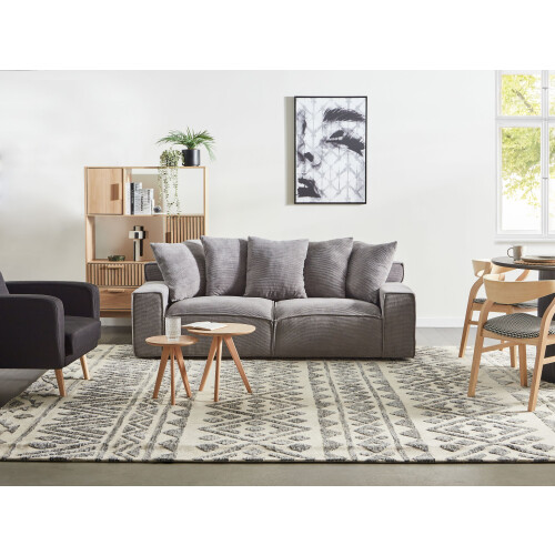 Beliani Sofa 3 Seater VISKAN Corduroy Dark Grey 1