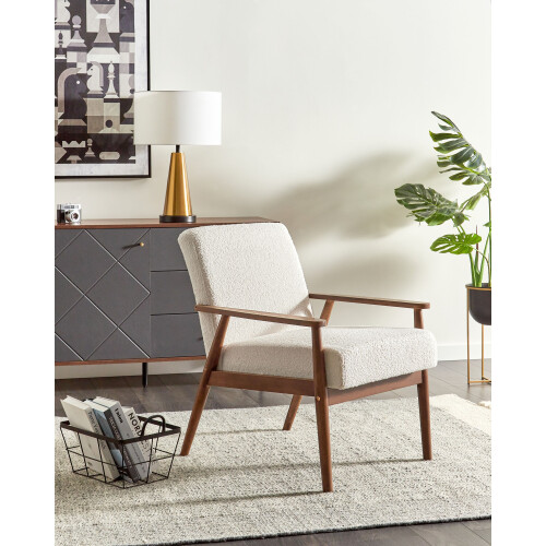 Beliani Armchair ESRUM Boucle Dark Brown/ White 1