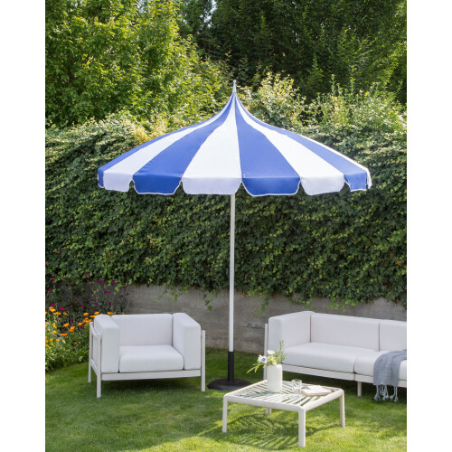 Beliani Market Parasol 245 cm MINOA White/ Blue 1