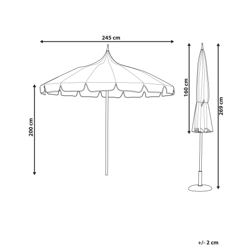 Beliani Market Parasol 245 cm MINOA White/ Blue 2