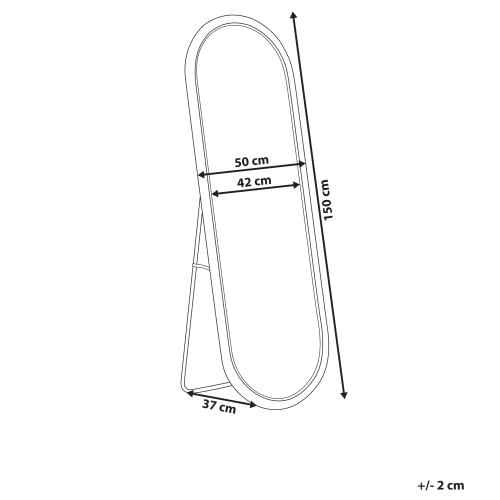 Beliani Standing Mirror MONTOT 150 cm Rattan Natural 2