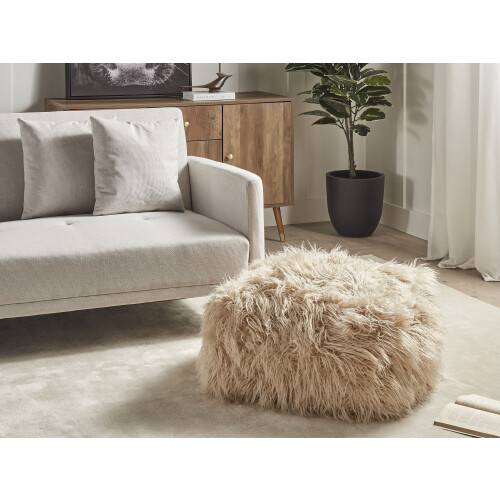 Beliani Pouffe CONROE Faux Fur Beige 1
