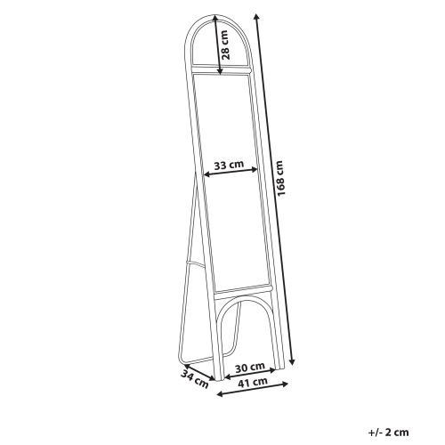 Beliani Standing Mirror BRUSSEY 170 cm Rattan Natural 2