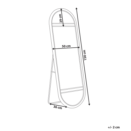 Beliani Standing Mirror BARGES 150 cm Rattan Natural 2