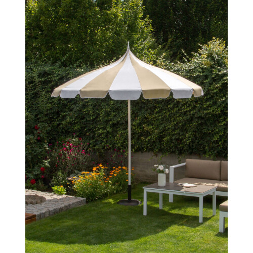 Beliani Market Parasol 245 cm MINOA White/ Beige 1
