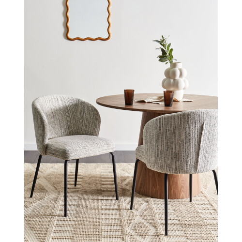 Beliani Set of 2 Dining Chairs ZANA Fabric White 1