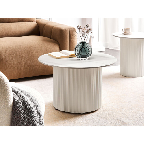 Beliani Coffee Table LEONA Ceramic Light Beige 1