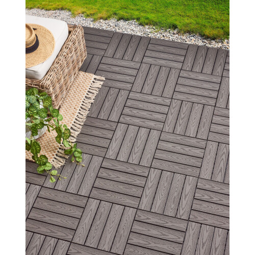 Beliani Outdoor Flooring ATESSA Wood-Plastic Composite (WPC) Grey 1