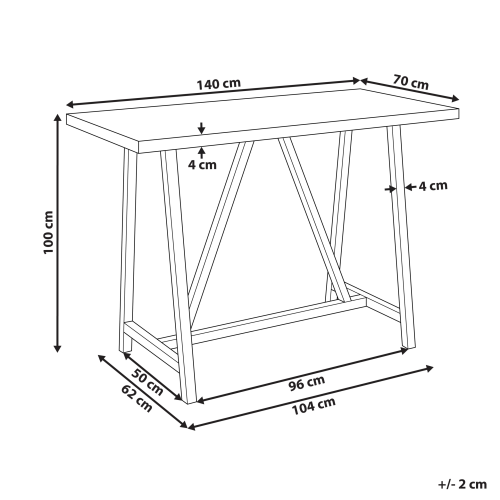 Beliani Garden Bar Table TALAMONE 140 cm 70 cm Grey 2