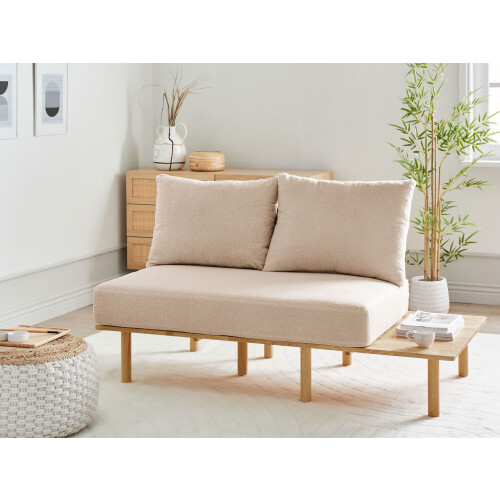 Beliani Sofa 2 Seater SALO with Tables Boucle Beige 1