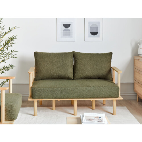 Beliani Sofa 2 Seater ASKER Boucle Dark Green 1