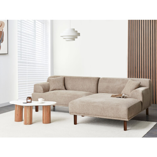 Beliani Corner Sofa 3 Seater HOLT Fabric Taupe Left Hand 1