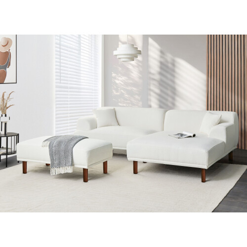 Beliani Ottoman HOLT Boucle White 1