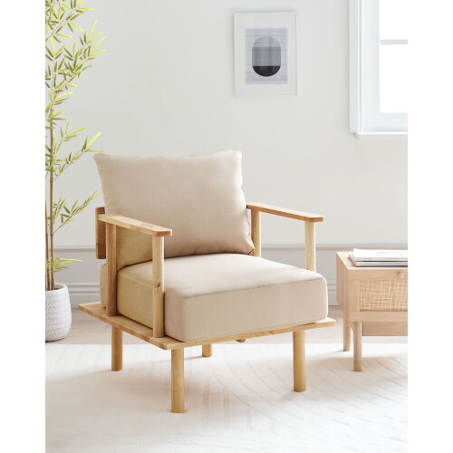 Beliani Armchair ASKER Fabric Sand Beige 1