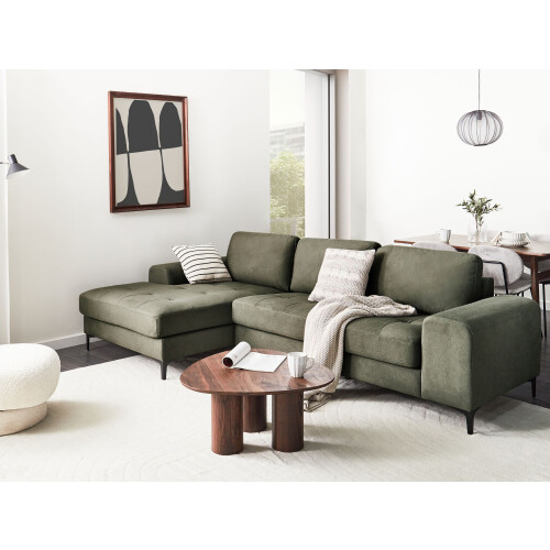 Beliani Corner Sofa KIRUNA Velvet Dark Green Right Hand 1