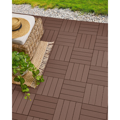 Beliani Outdoor Flooring ATELETA Wood-Plastic Composite (WPC) Brown 1
