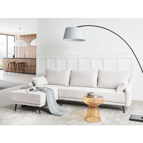 Beliani Corner Sofa 3 Seater VARDE Fabric Off-White Right Hand 1