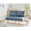 Beliani Sofa 2 Seater SALO Fabric Blue with Tables 2