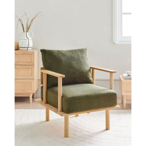 Beliani Armchair ASKER Boucle Dark Green 1