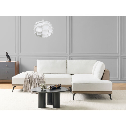 Beliani Corner Sofa 3 Seater MYKEN Fabric Off-White Left Hand 2