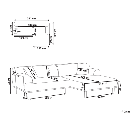 Beliani Corner Sofa 3 Seater HOLT Boucle White Left Hand 2