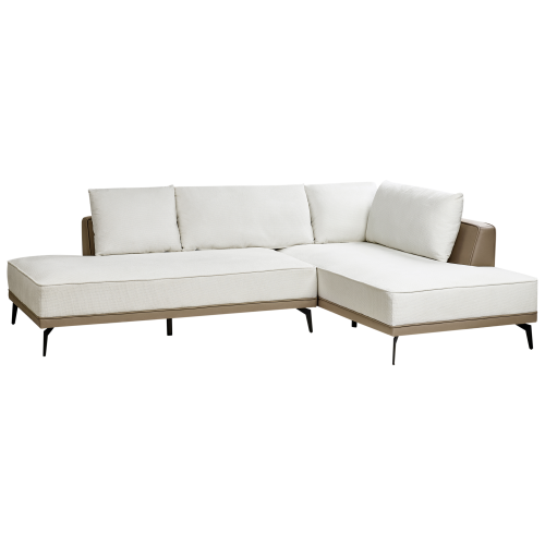 Beliani Corner Sofa 3 Seater MYKEN Fabric Off-White Left Hand 1