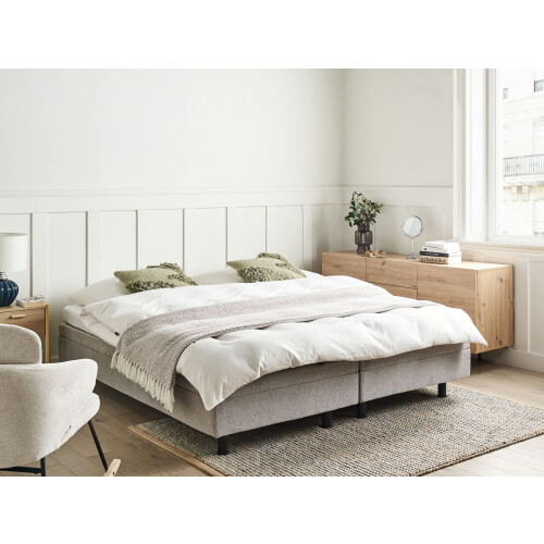 Beliani Adjustable Bed without Headboard Fabric DUKE 180 x 200 cm (EU Super King) Light Grey 1