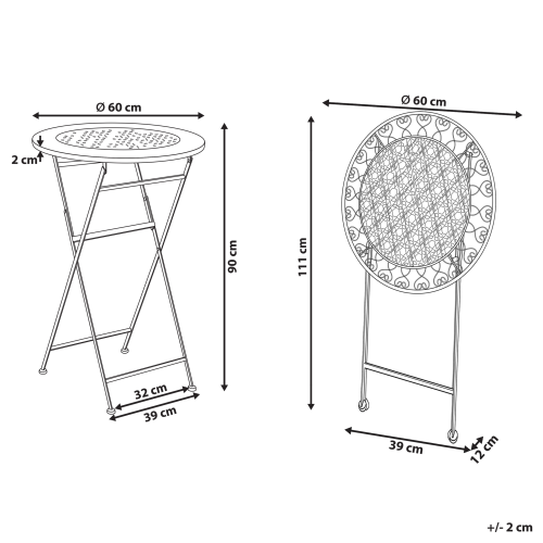Beliani Garden Bar Table TRIESTE 60 cm 60 cm Metal Light Beige 2