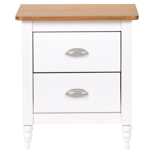 Beliani 2 Drawer Bedside Table SHILLINGTON Pine Wood Brown/ White 1