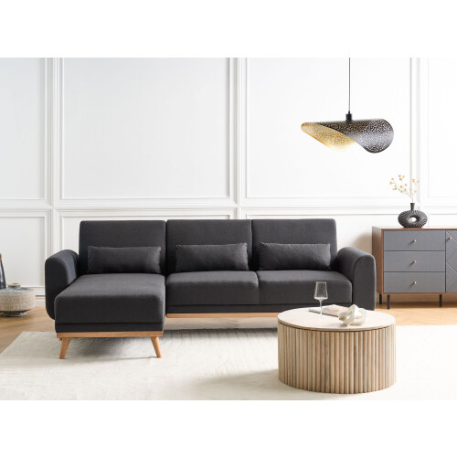Beliani Corner Sofa Bed OLLSTA Fabric Black Right Hand 1