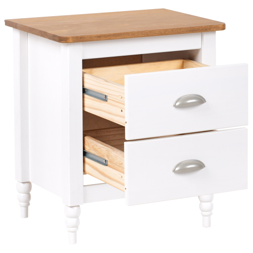 Beliani 2 Drawer Bedside Table SHILLINGTON Pine Wood Brown/ White 2