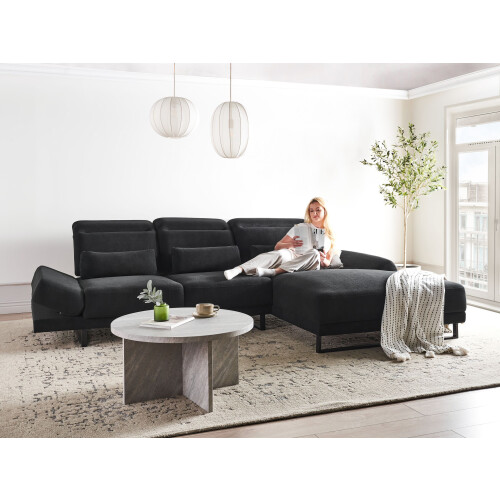 Beliani Corner Sofa 4 Seater IKAST Fabric Black Left Hand 1
