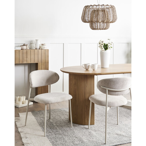 Beliani Set of 2 Dining Chairs COWLEY Chenille Light Beige 1