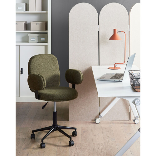 Beliani Desk Chair MORAGA Boucle Dark Green 1