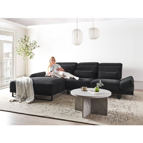 Beliani Corner Sofa 4 Seater IKAST Fabric Black Right Hand 1