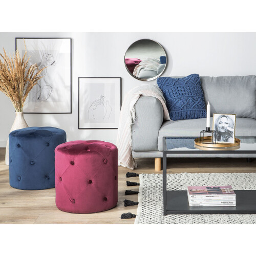 Beliani Pouffe COROLLA Velvet Dark Blue 1