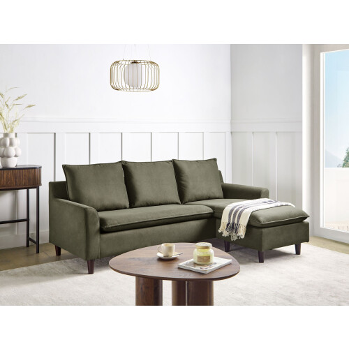 Beliani Corner Sofa ELVENES Velvet Dark Green Left Hand 2