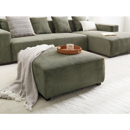 Beliani Ottoman LUNGO Corduroy Green 1