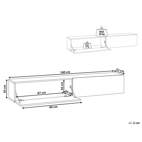 Beliani Wall Mounted TV Stand GLADSTONE Brown 2