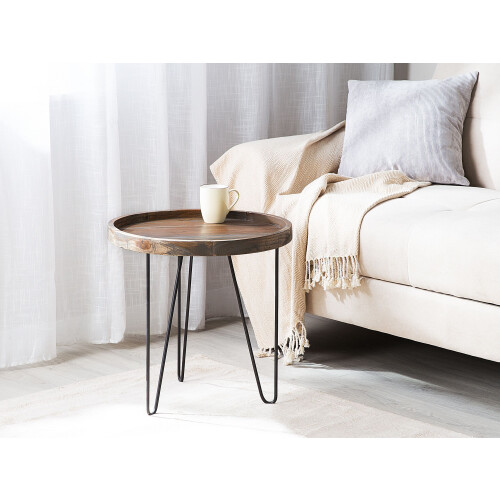 Beliani Side Table BONDISS Wood Dark Brown 1