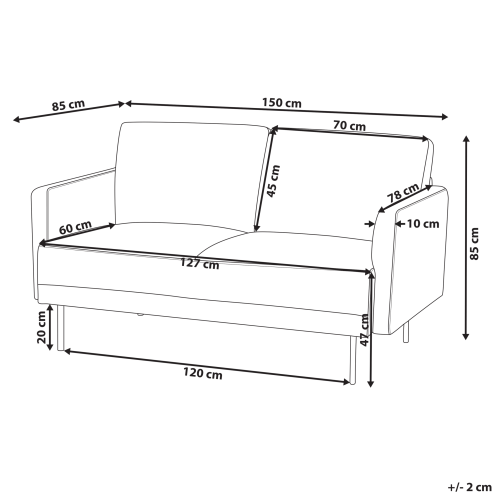 Beliani Sofa 2 Seater BREDA Fabric Light Beige 2