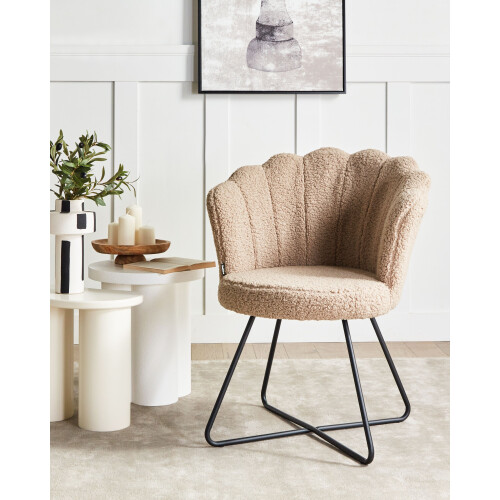 Beliani Armchair LOVELOCK Boucle Beige 1